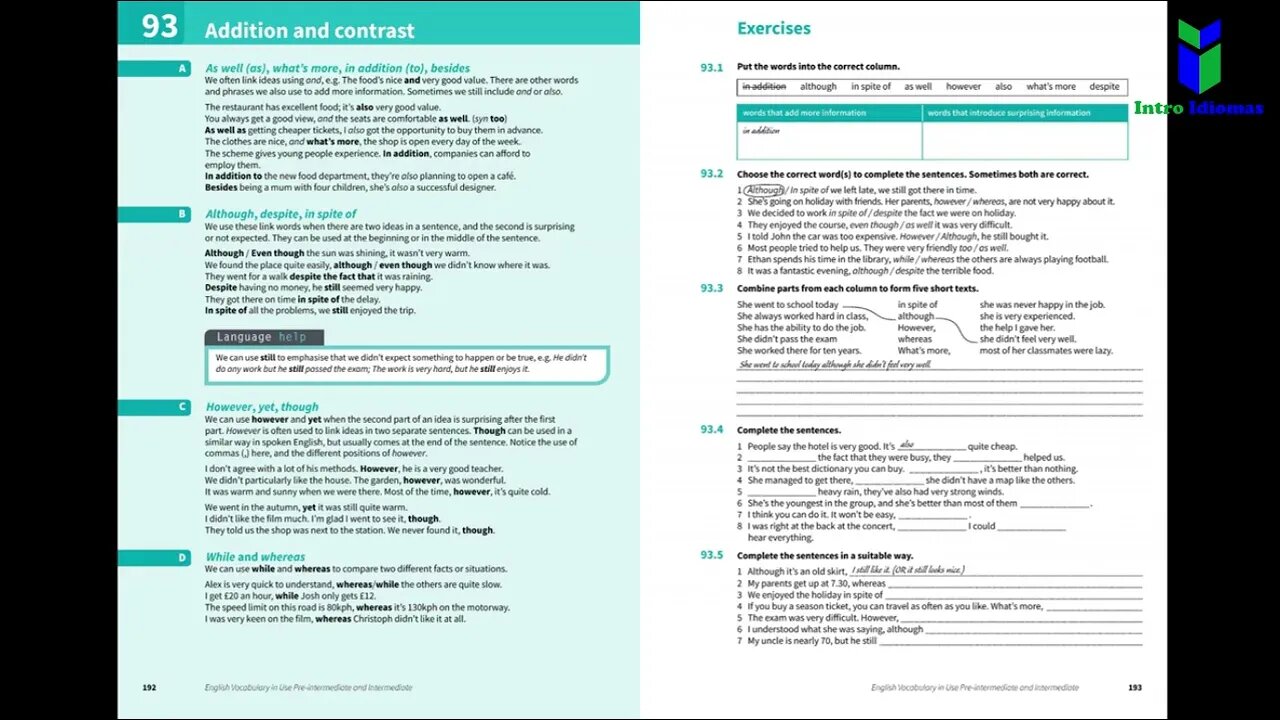 092 - 094 - Connecting and linking - ENGLISH VOCABULARY IN USE - Pre-intermediate and Intermediate