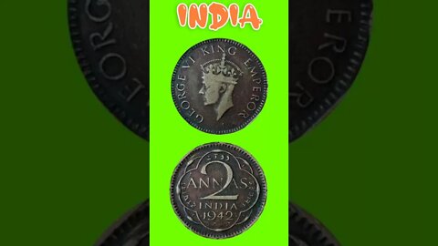 India - British 2 Annas 1942.#shorts #coinnotesz