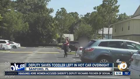 Deputy saves Florida toddler left in hot car overnight