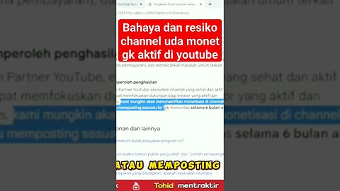 bahaya dan resiko channel uda monet tapi gak aktif fi youtube #shorts