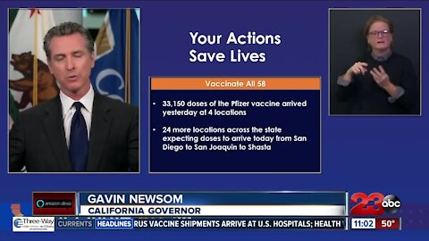 Newsom provides update on Pfizer vaccine in California