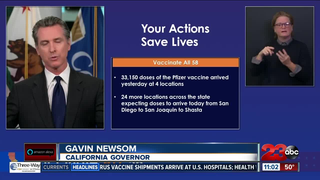 Newsom provides update on Pfizer vaccine in California