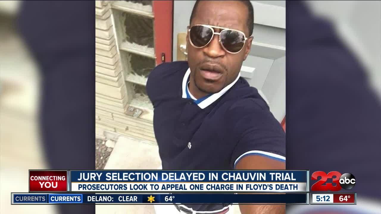 Jury selection delayed in Chauvin trial, prosecutors look to appeal one charge in Floyd's death