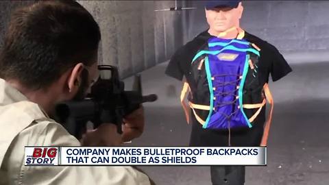 Company makes bulletproof backpacks that can double as shields