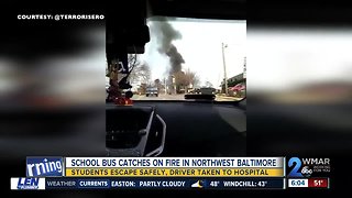 School bus transporting students catches fire on Loch Raven Boulevard