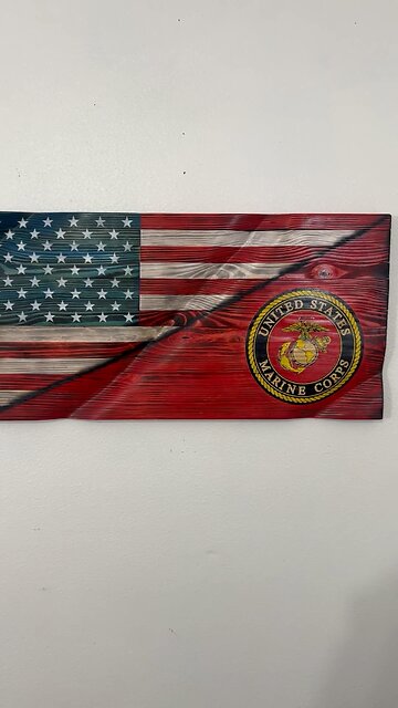 Wooden American Marine Corps Flag