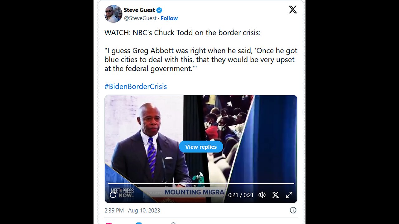 Biden's Open Border: NBC’s Chuck Todd Forced to Admit Texas GOP Governor Was Right