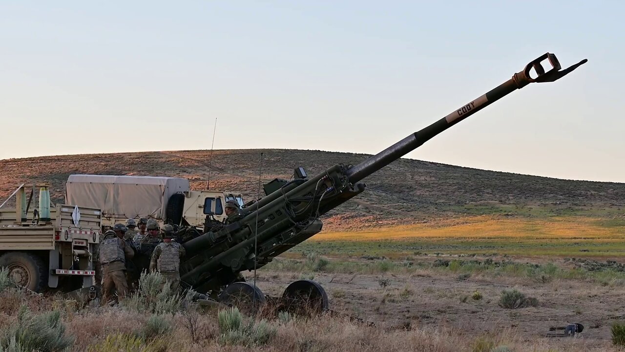 Oregon National Guard fire the powerful M777 Howitzer