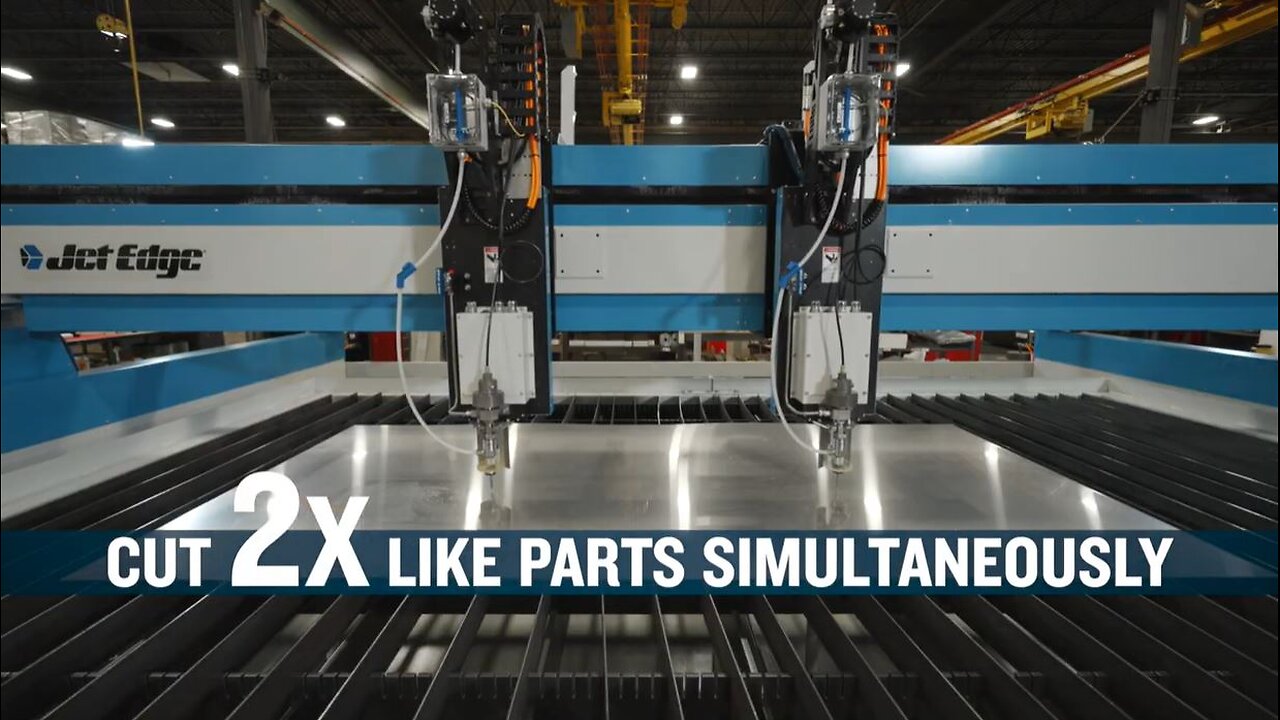 Jet Edge Dual Carriage, 3-Axis Mid Rail Waterjet Overview