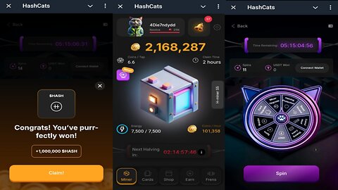 HashCats | New Feature Helps You Earn More $HASH Coins Faster | Come Join Me | Telegram Crypto Bot