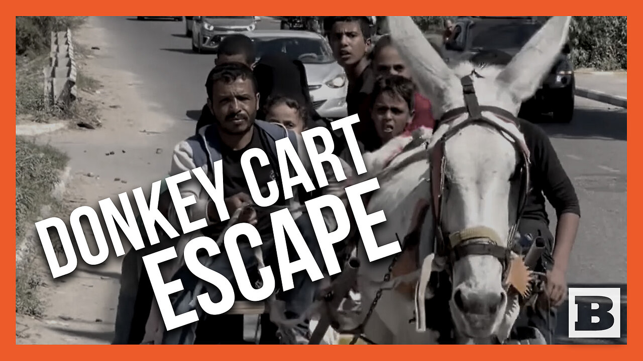 People in Northern Gaza Seen Fleeing the Area via Donkey as Rockets Fly Overhead