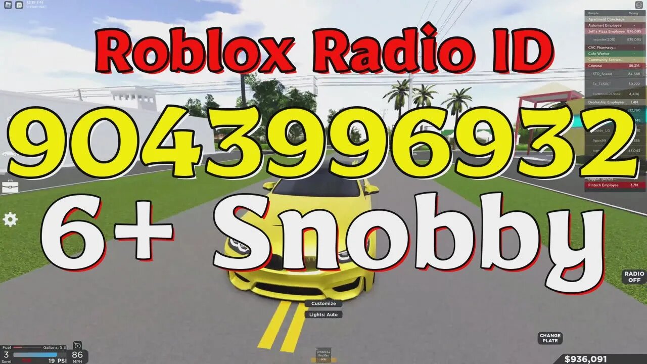 Snobby Roblox Radio Codes/IDs