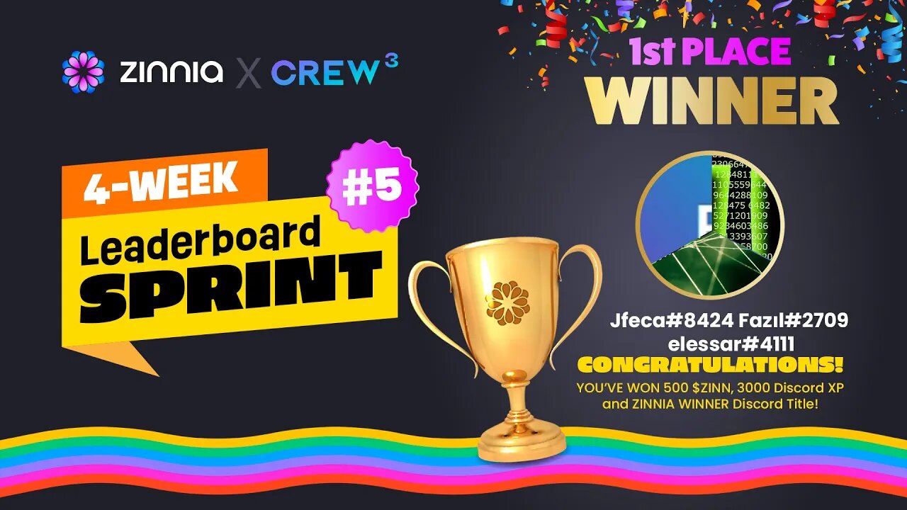 Zinnia Sprint 5 Winner #crew3 #zinnianetwork