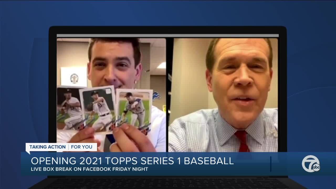 WXYZ's Brad Galli and Dave LewAllen open 2021 Topps Series 1 box of baseball cards