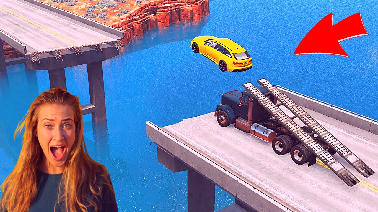 Cars vs Ramp Truck - BeamNG.Drive