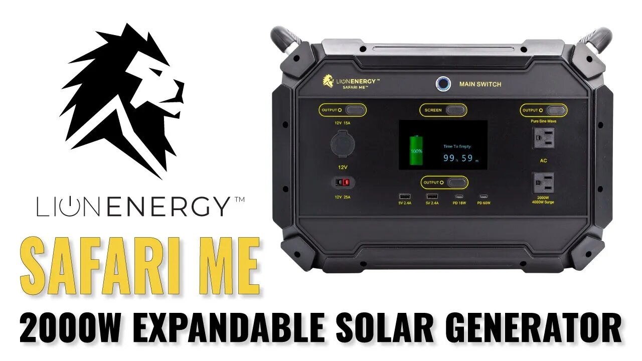 Lion Energy Safari ME + XP Solar Generator - Expandable Power Station To Power Anything!