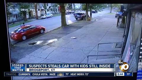 Suspect steals car with kids still inside