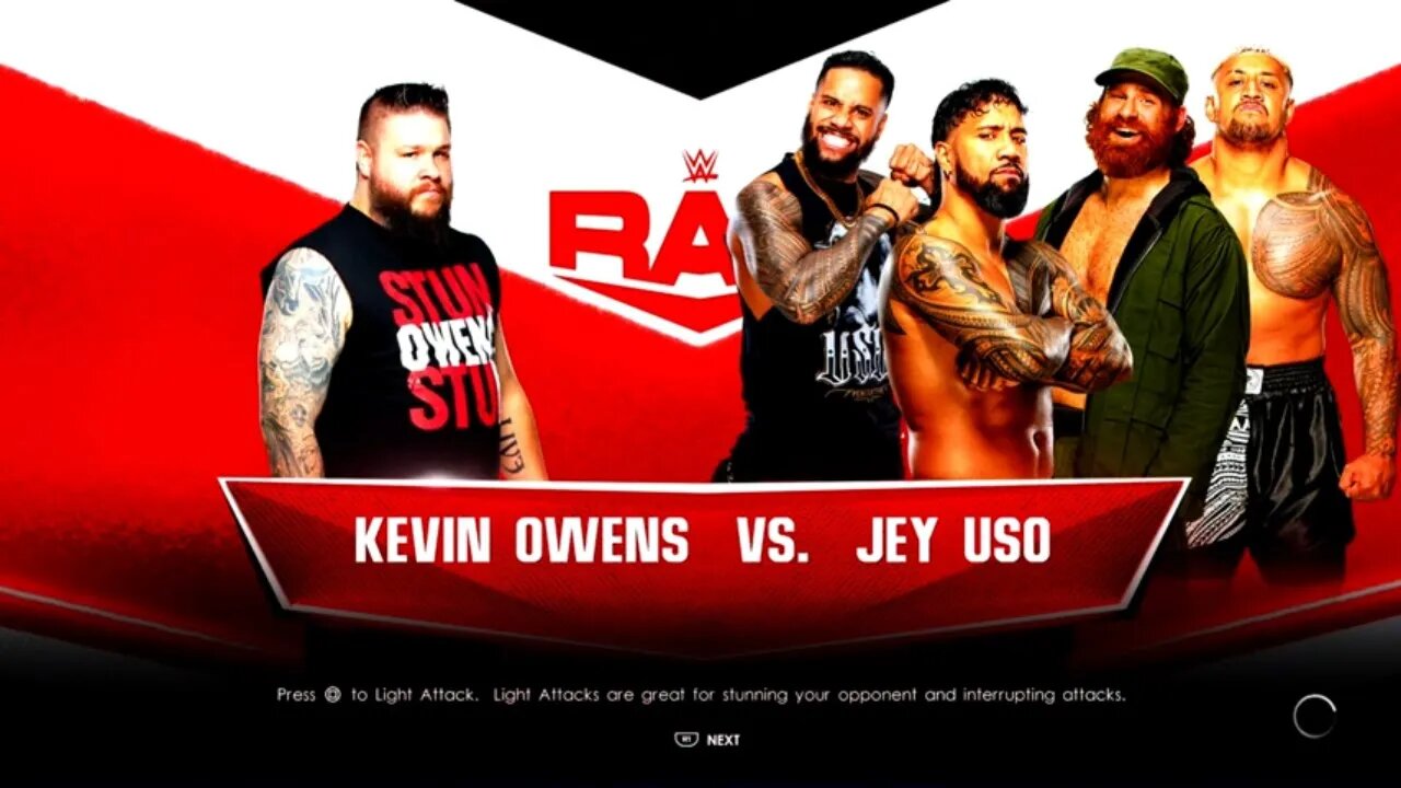 WWE Monday Night Kevin Owens vs Jey Uso