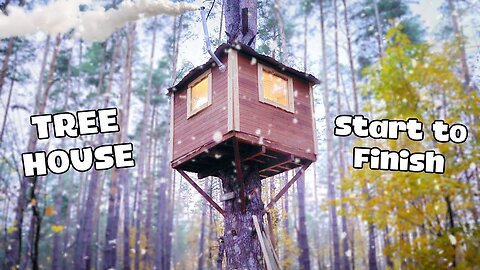 Cozy TREE HOUSE | Building in the wild forest! so crazy wild big day | 3 months in 35 minutes!
