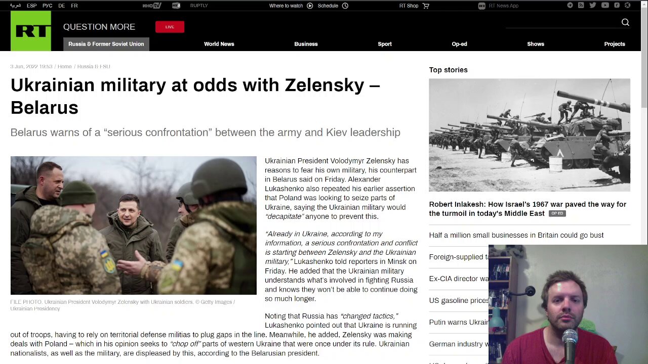 'Ukrainian military at odds with Zelensky' says Belarusian President Alexander Lukashenko