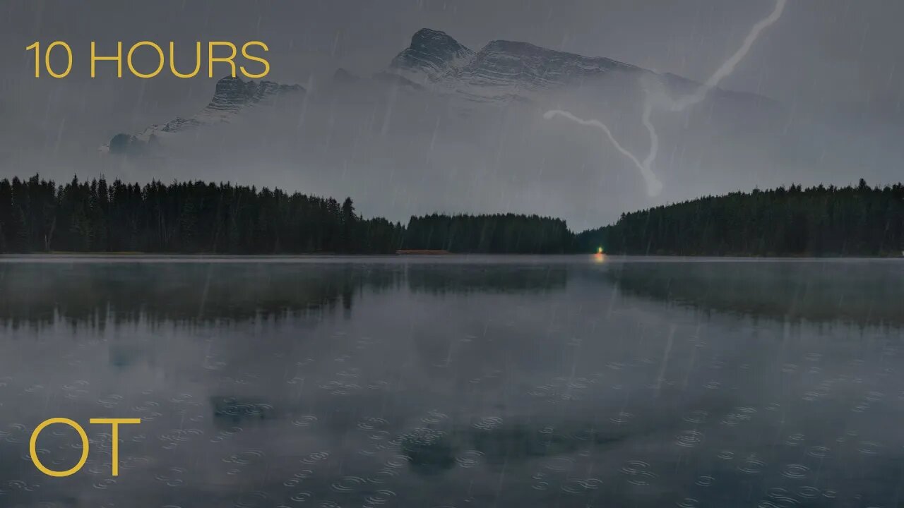 Night Rain | Thunder and Lightning in Banff National Park | Relax | Study | Sleep | 10 HOURS