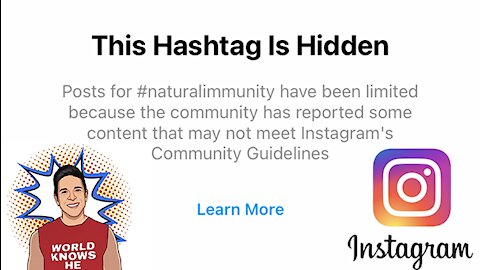 Instagram Blocked The Hashtag #NaturalImmunity (Insane Level Of Censorship)