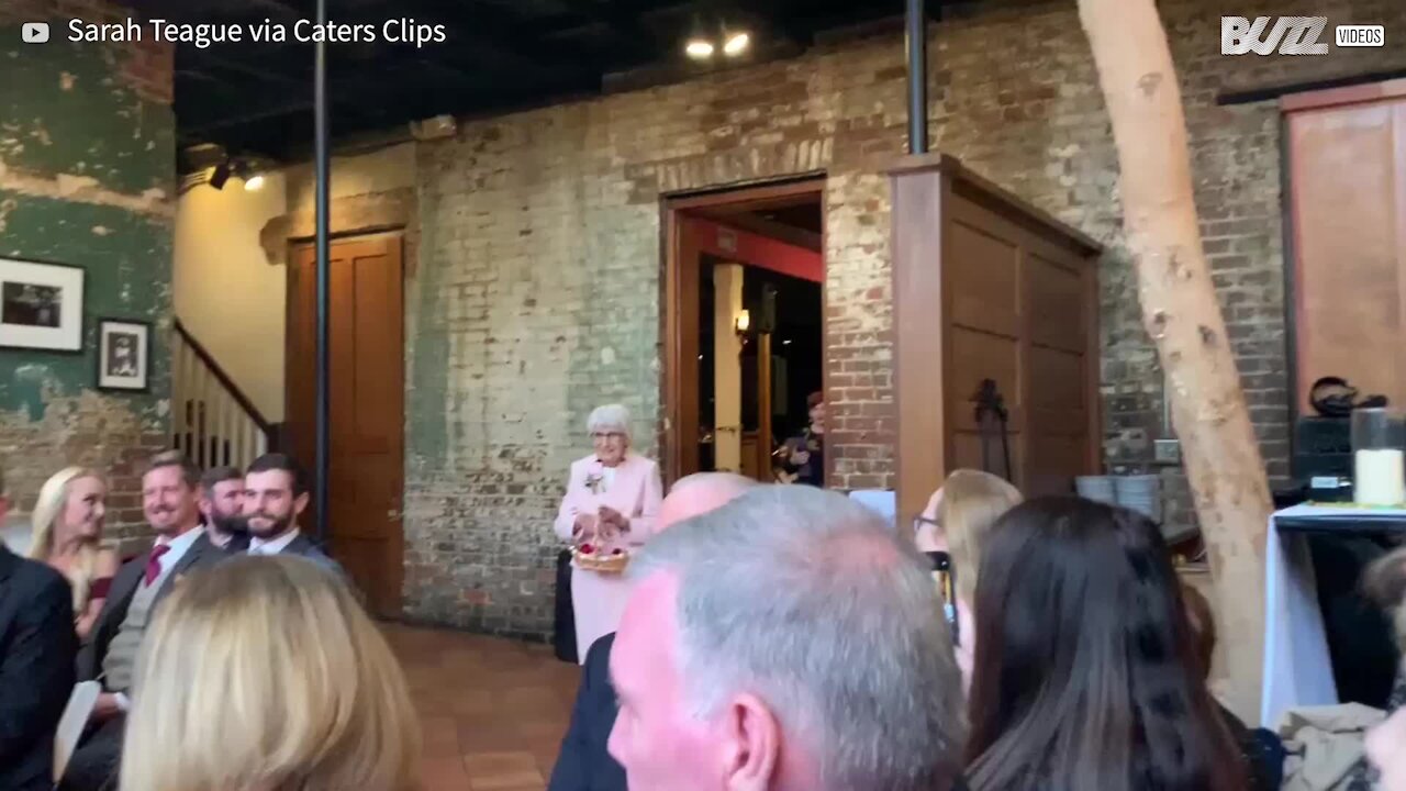 Grandma participates as flower girl at granddaughter's wedding