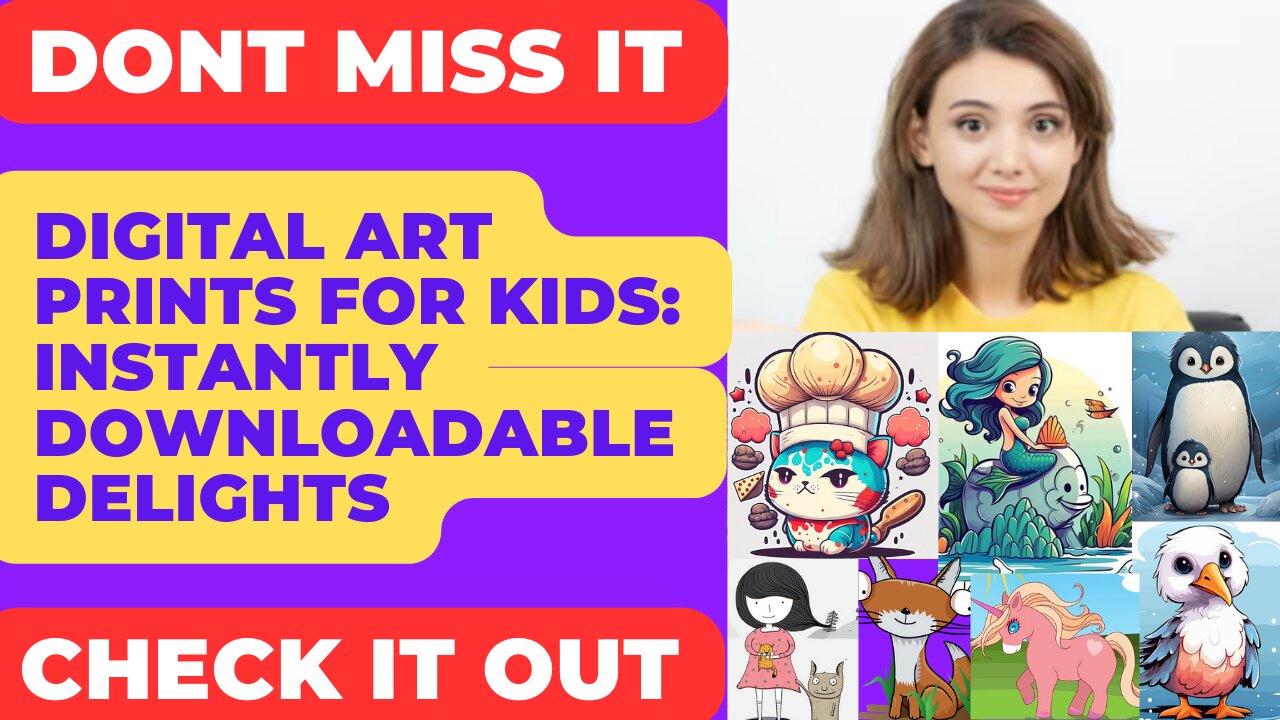 Kids Cartoon Print - Children's Painting Print - Cartoon Art Print - Children's Digital Prints