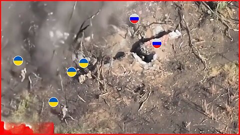 Gathered in an open, Russian come under drone attack along with their trucks