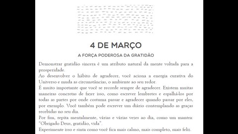 Meu livro da Consciência - A força poderosa da gratidão - 04 de março - Peixes