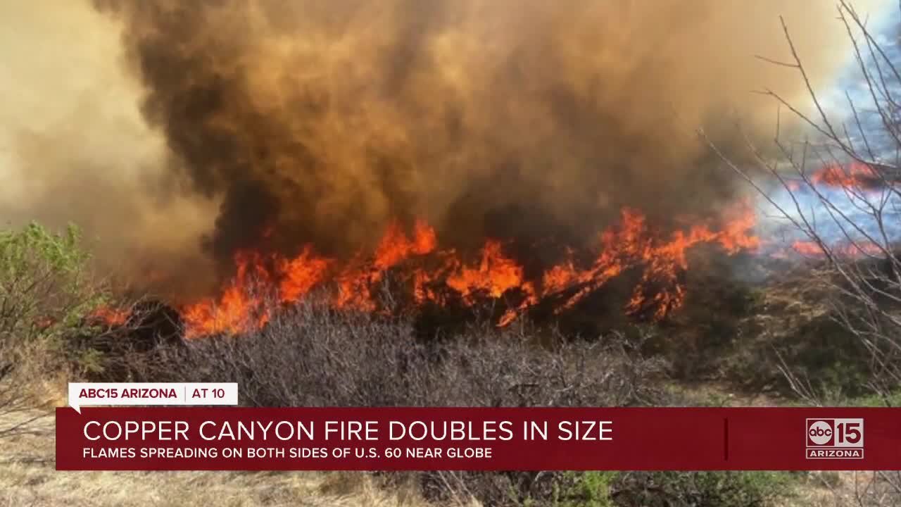 Copper Canyon Fire: 1,500-acre fire burning northeast of Globe