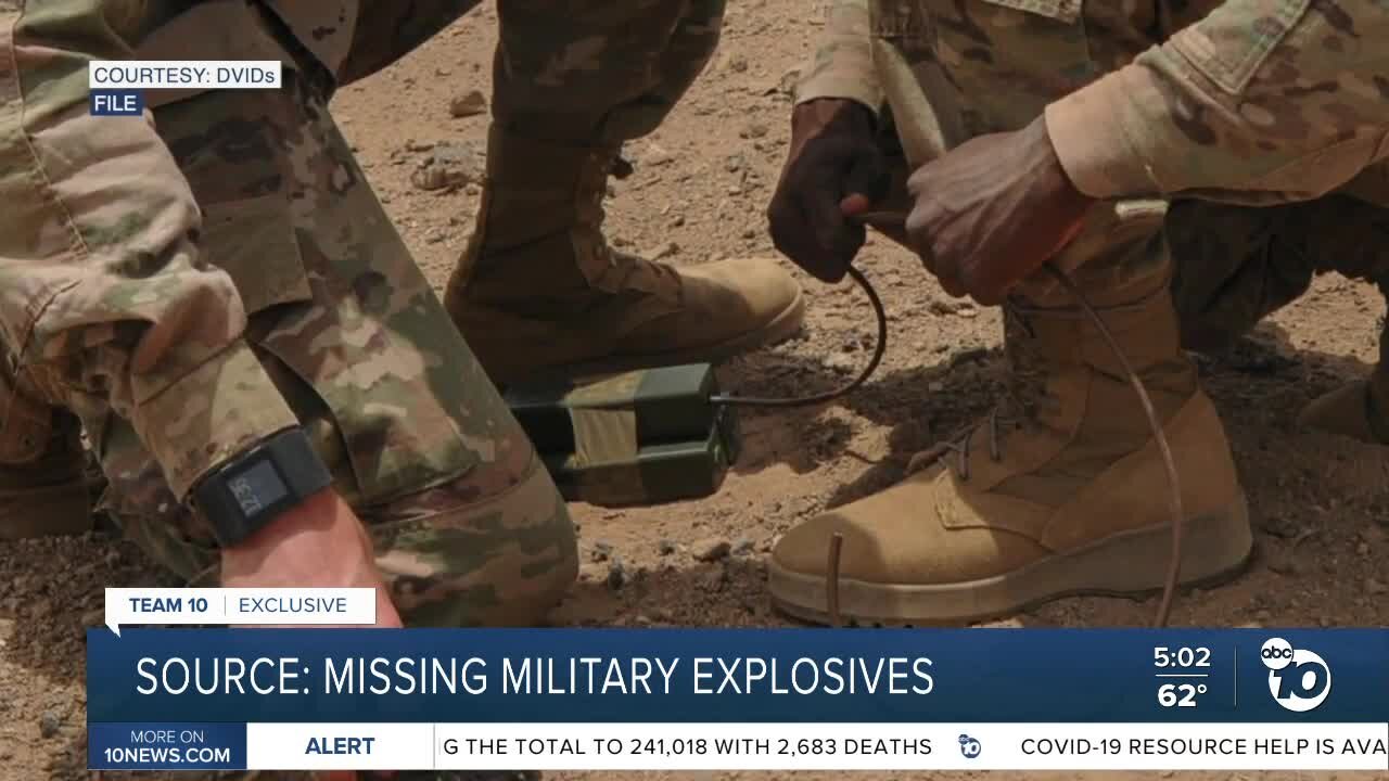 Source: Explosives missing from Southern California military base