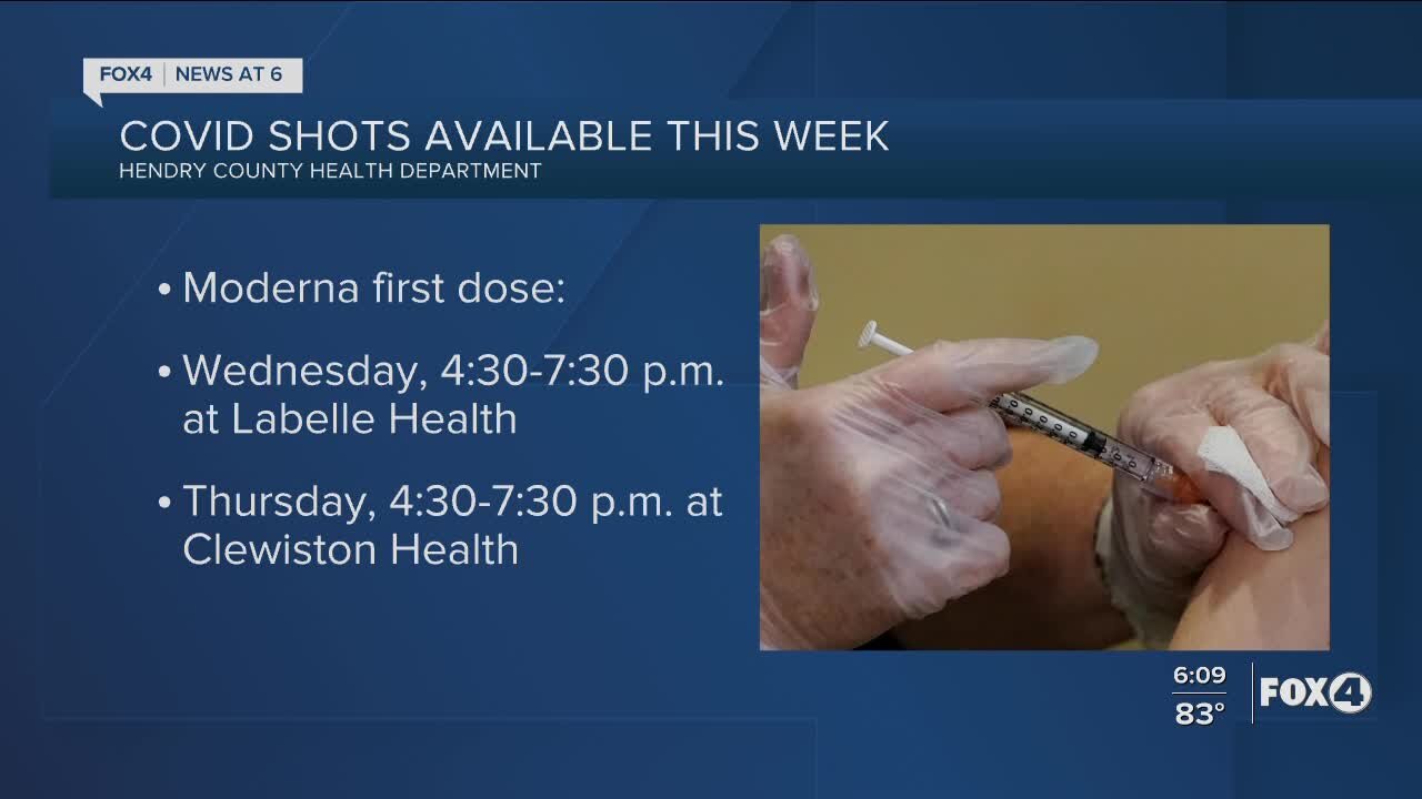 Vaccinations available in Hendry County this week