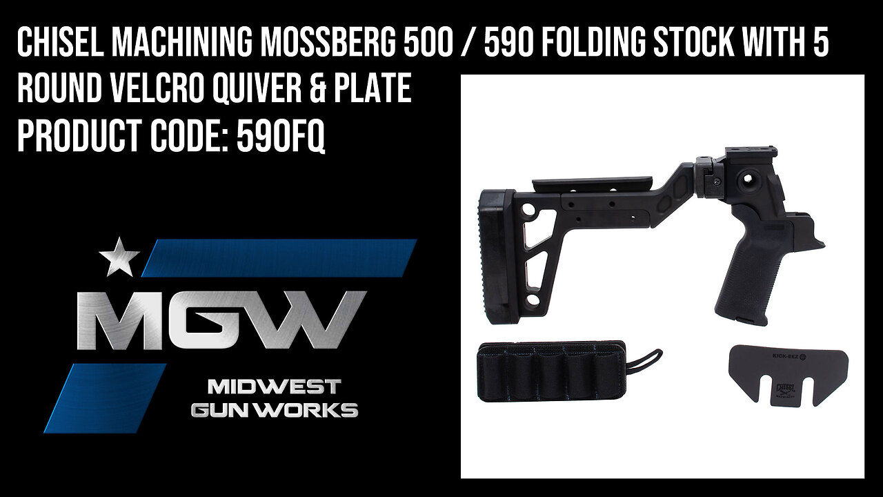 Chisel Machining Mossberg 500 / 590 Folding Stock with 5 Round Velcro Quiver & Plate - 590FQ