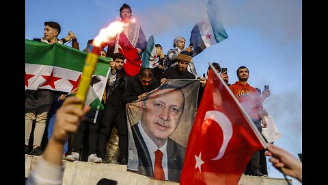 Syrians holding celebration with Turkish flag