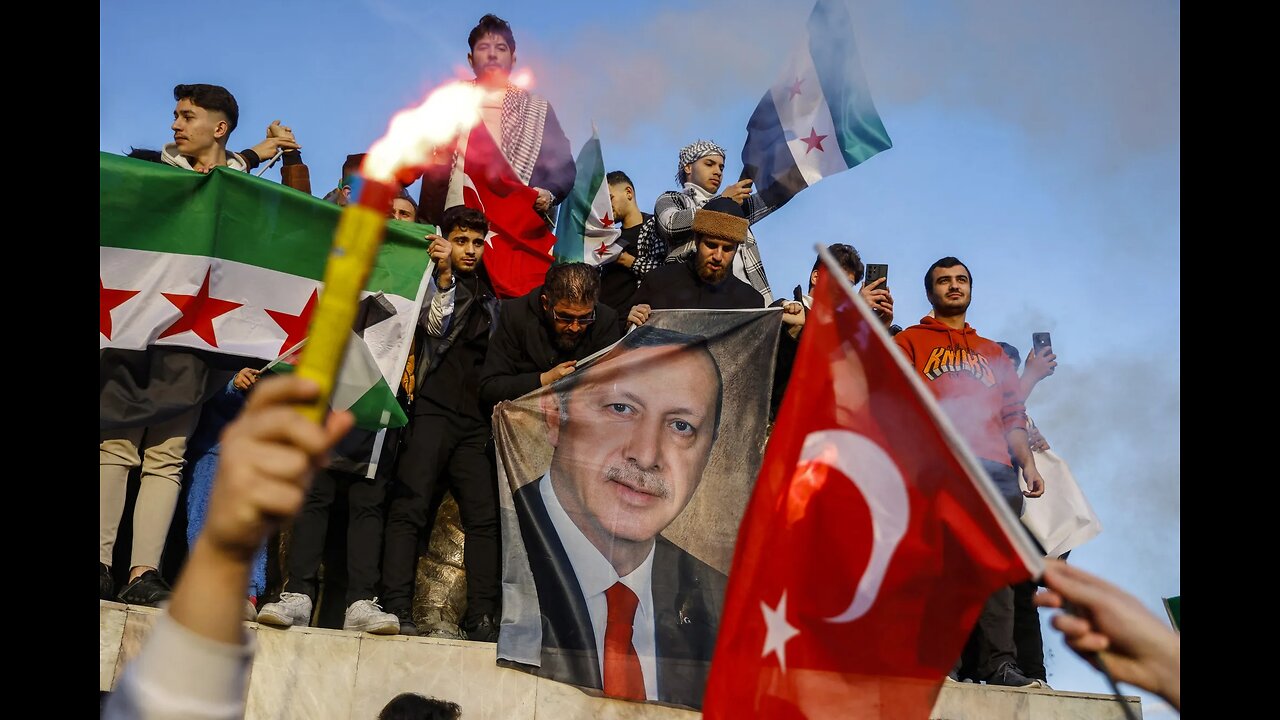 Syrians holding celebration with Turkish flag