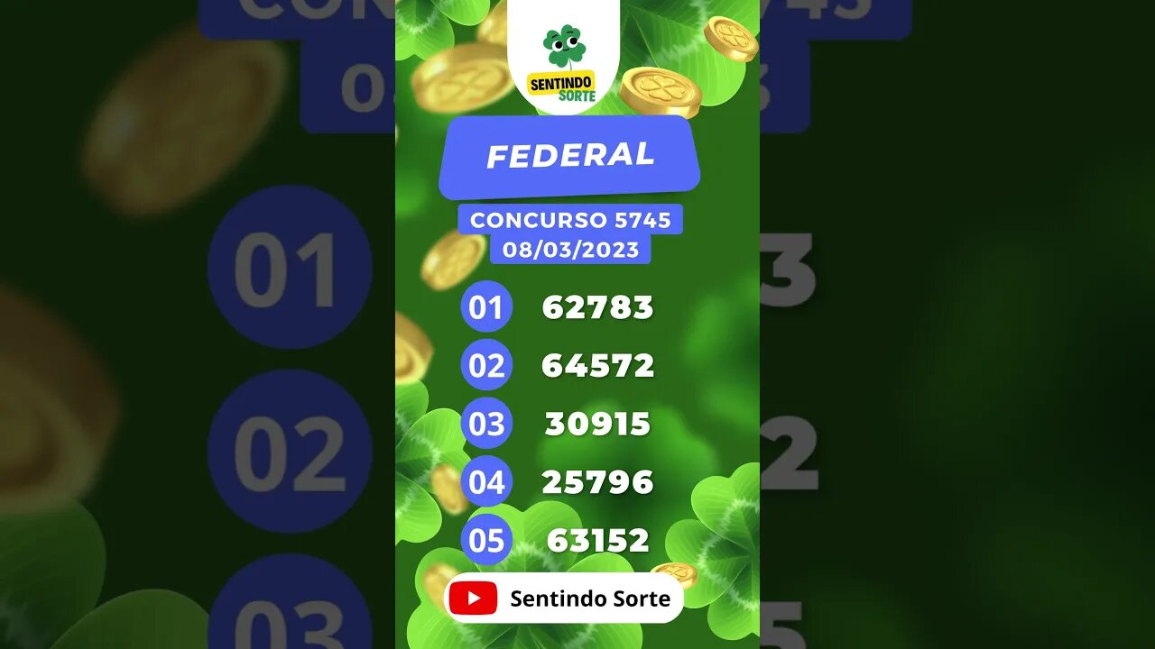 🍀 Resultado LOTERIA FEDERAL 5745 | Sentindo Sorte #shorts