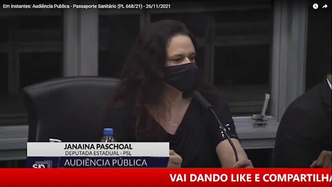 AUDIÊNCIA PÚBLICA NA ALESP - PASSAPORTE SANITÁRIO - Dep. Janaina Paschoal