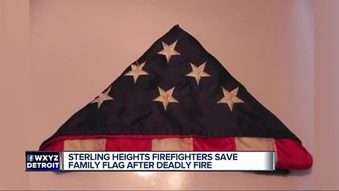 Sterling Heights firefighter returns American flag to family of woman who died in house fire