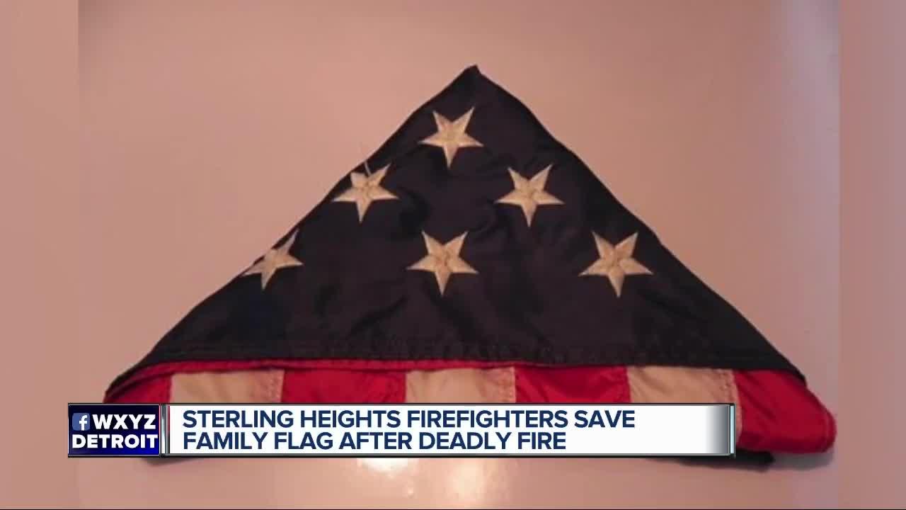 Sterling Heights firefighter returns American flag to family of woman who died in house fire