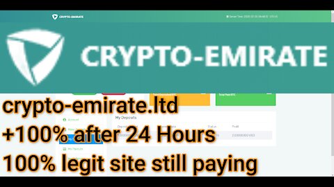 crypto-emirate.ltd +100% after 24 Hours Automatic Payment Min Deposit: 1 USD legit site still paying