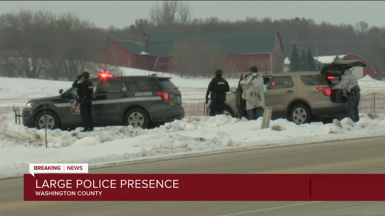 Massive police presence near West Bend in Washington County