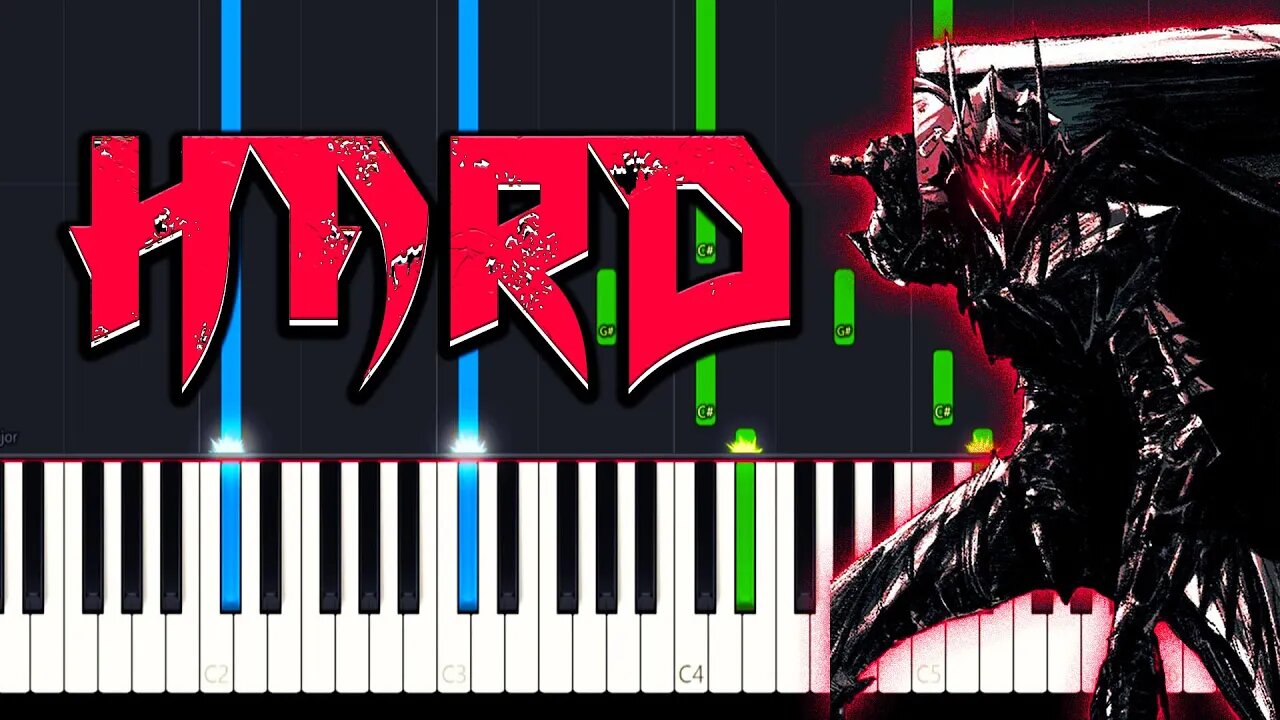 Berserk Guts Theme - Hard Piano Tutorial + Music Sheets