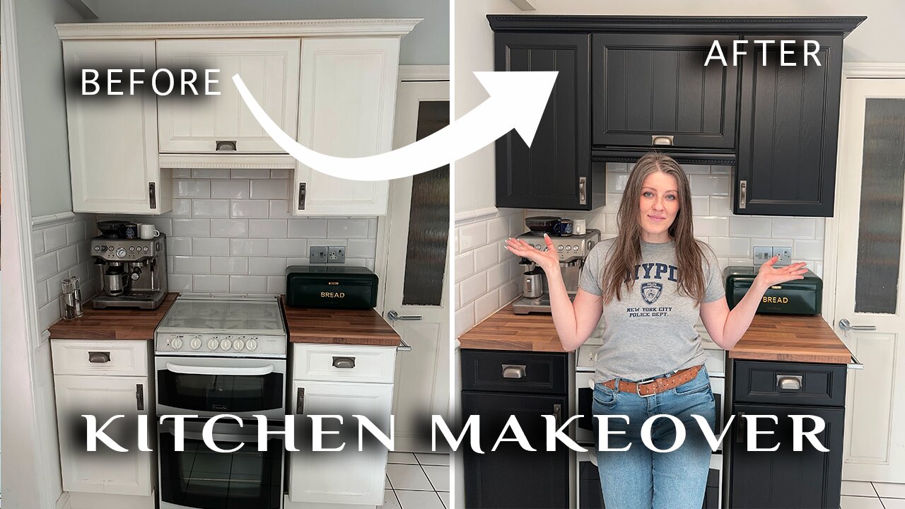 Quick and Fast Kitchen Makeover, painting my cabinets BLACK | Part 2