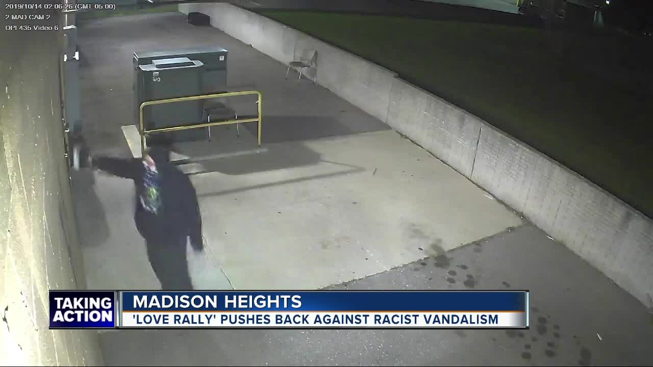 Madison Heights residents hold 'Love Rally' in wake of racist graffiti left by vandal