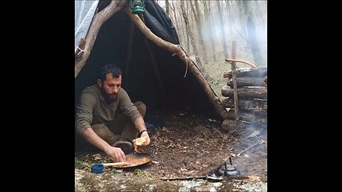 Bushcraft camping in the forest