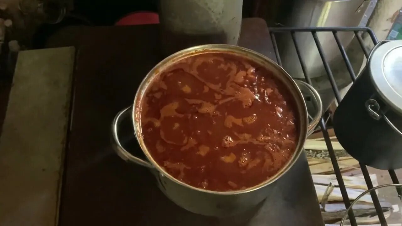 Uncle Dave’s Chili on the wood stove (2022)