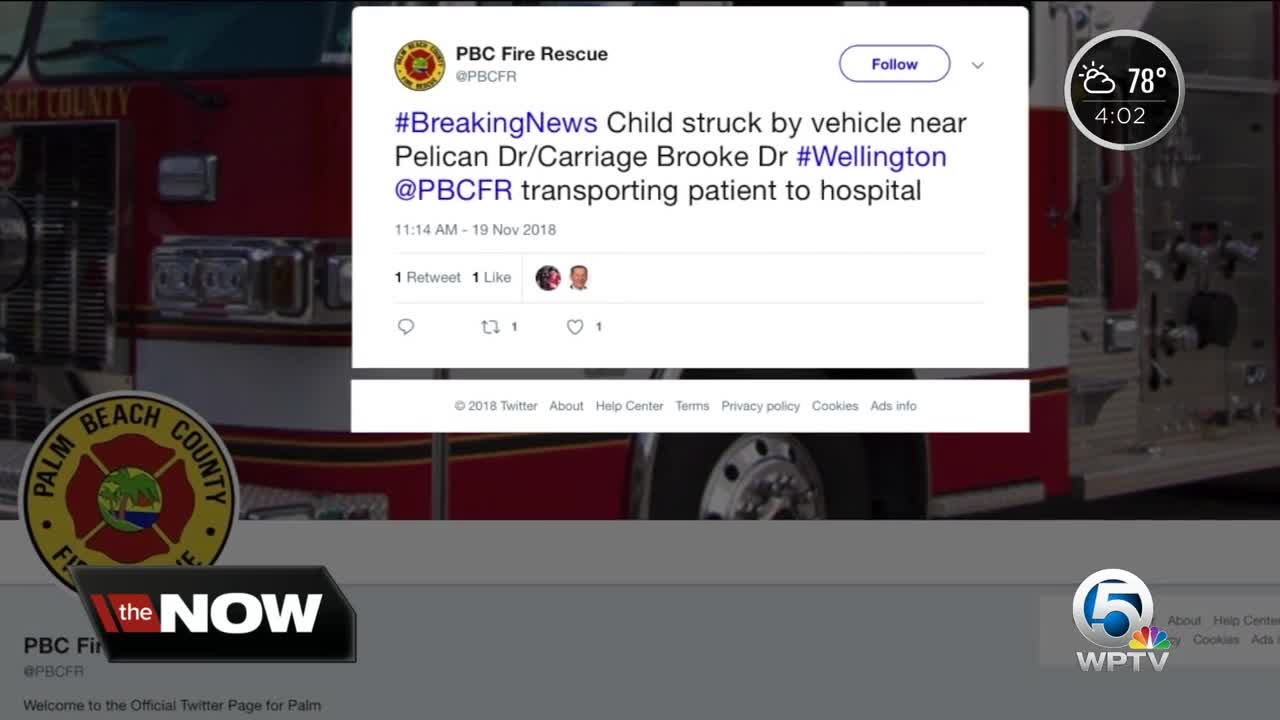 Vehicle hits child in Wellington, according to Palm Beach County Fire Rescue