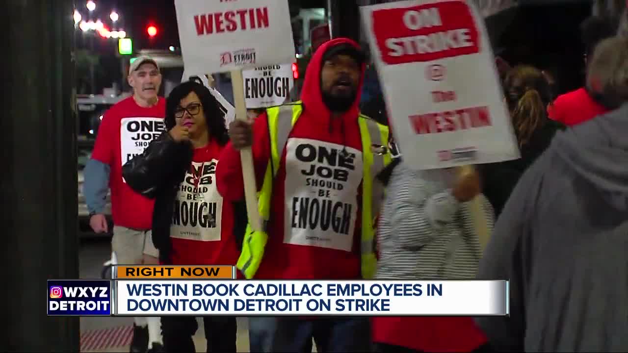 Westin Book Cadillac Detroit hotel workers go on strike