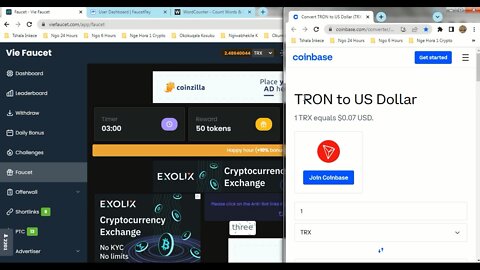 How To Get Free Faucet TRON TRX tokens Every 3 min At Vie Faucet & Instant Withdraw FaucetPay
